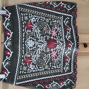 Blue Rain Embroidered Floral Skirt